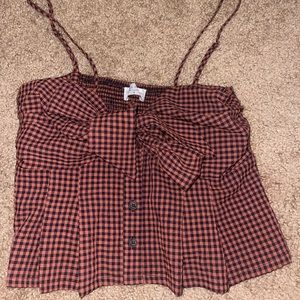 Dress Forum brown and black top with tie in front